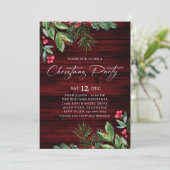 Invitation Fête de Noël de Winter Holly et Berries (Debout devant)