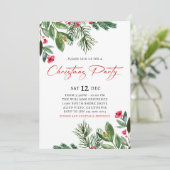 Invitation Fête de Noël de Winter Holly et Berries (Debout devant)