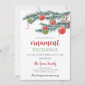 Invitation Fête de Noël d'échange d'ornements (Devant)