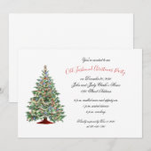 Invitation Fête de Noël démodée vintage (Devant / Derrière)