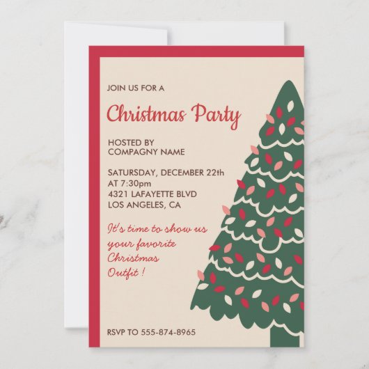 Invitation Fête de Noël d'entreprise Arbre Géant Classique (Devant)