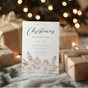 Invitation Fête de Noël d'entreprise au bureau rose