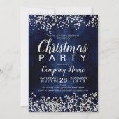 Invitation Fête de Noël d'entreprise bleu argent (Devant)