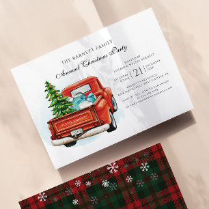 Invitation Fête de Noël d'entreprise Camion Rouge Vintage