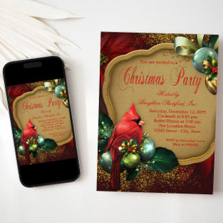 Invitation Fête de Noël d'entreprise Cardinal Or Rouge