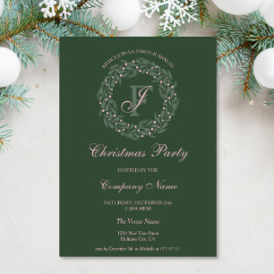 Invitation Fête de Noël d'entreprise Chic Rose Wreath moderne