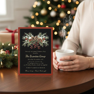 Invitation Fête de Noël d'entreprise Cône de Pin d'Hiver