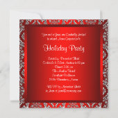 Invitation Fête de Noël d'entreprise Damassé Rouge Argent (Dos)