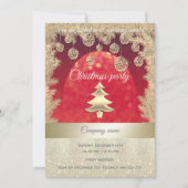 Invitation fête de Noël d'entreprise de gloire d'or/rouge (Devant)