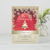 Invitation fête de Noël d'entreprise de gloire d'or/rouge (Debout devant)