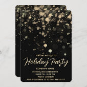 Invitation Fête de Noël d'entreprise de luxe à bokeh or/noir (Devant / Derrière)