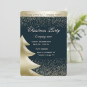 Invitation Fête de Noël d'entreprise de luxe bleu or/marine (Debout devant)