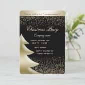 Invitation Fête de Noël d'entreprise de luxe doré noir (Debout devant)