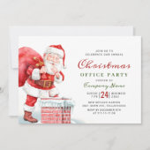 Invitation Fête de Noël d'entreprise du Père Noël rétro (Devant)
