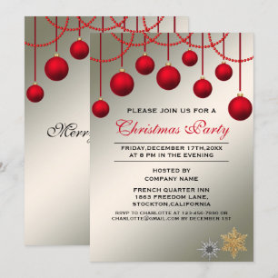 Invitation Fête de Noël d'entreprise élégante à boule rouge