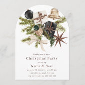 Invitation Fête de Noël d'entreprise Élégante Boho (Devant)