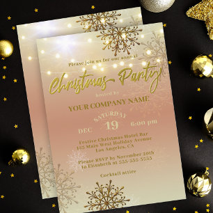 Invitation Fête de Noël d'entreprise élégante flocon de neige