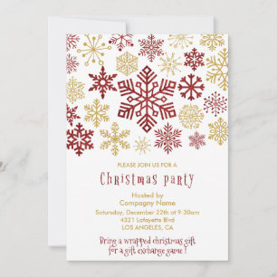 Invitation Fête de Noël d'entreprise Élégants Flocons de Neig