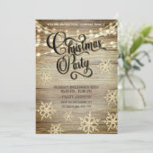 Invitation Fête de Noël d'entreprise en or de bois rustique (Debout devant)