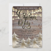 Invitation Fête de Noël d'entreprise en or de bois rustique (Devant)