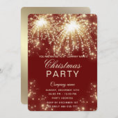 Invitation Fête de Noël d'entreprise en or Firework (Devant / Derrière)