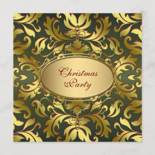 Invitation Fête de Noël d'entreprise feuille rouge vert or