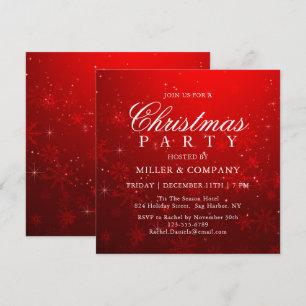 Invitation Fête de Noël d'entreprise Flocons de neige rouges