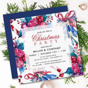 Invitation Fête de Noël d'entreprise florale aquarelle