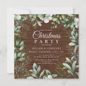 Invitation Fête de Noël d'entreprise florale d'hiver rustique (Devant)