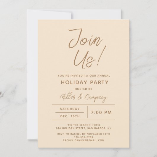 Invitation Fête de Noël d'entreprise moderne chic (Devant)