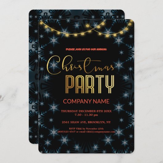 Invitation Fête de Noël d'entreprise moderne chic (Devant / Derrière)