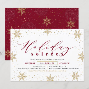 Invitation Fête de Noël d'entreprise Or et Rouge Soiree