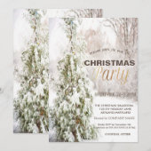 Invitation Fête de Noël d'entreprise Pine Tree Snow (Devant / Derrière)