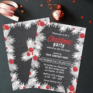 Invitation Fête de Noël d'entreprise Pinède Pailletée Fausse 