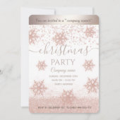 Invitation Fête de Noël d'entreprise rose de flocon de neige  (Devant)