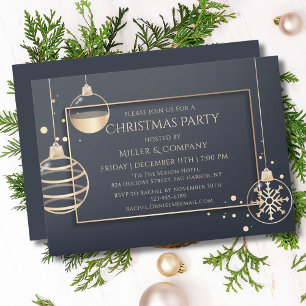 Invitation Fête de Noël d'entreprise Rose Gold Charbon