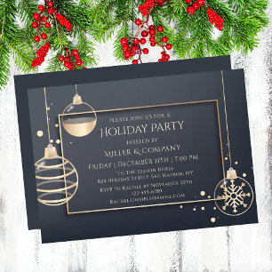 Invitation Fête de Noël d'entreprise Rose Gold Gris