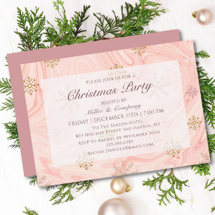 Invitation Fête de Noël d'entreprise Rose Marbre Or