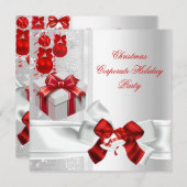 Invitation Fête de Noël d'entreprise Rouge Blanc (Devant / Derrière)