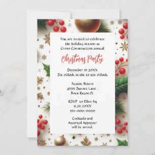 Invitation Fête de Noël d'entreprise rouge et or