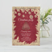 Invitation Fête de Noël d'entreprise rouge or (Debout devant)