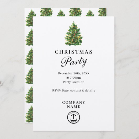 Invitation Fête de Noël d'entreprise Rustic Kraft (Devant / Derrière)