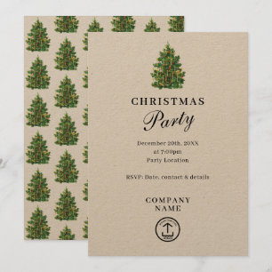 Invitation Fête de Noël d'entreprise Rustic Kraft