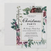 Invitation Fête de Noël d'entreprise Rustique Floral Botaniqu (Devant / Derrière)