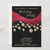 Invitation Fête de Noël d'entreprise simple en or rouge (Devant)