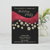 Invitation Fête de Noël d'entreprise simple en or rouge (Debout devant)