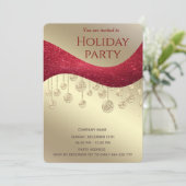Invitation Fête de Noël d'entreprise simple en or rouge (Debout devant)