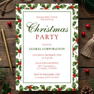 Invitation Fête de Noël d'entreprise Traditionnelle aux Baies