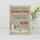 Invitation Fête de Noël déplaisant Snowman personnalisable (Debout devant)