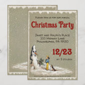 Invitation Fête de Noël déplaisant Snowman personnalisable (Devant / Derrière)